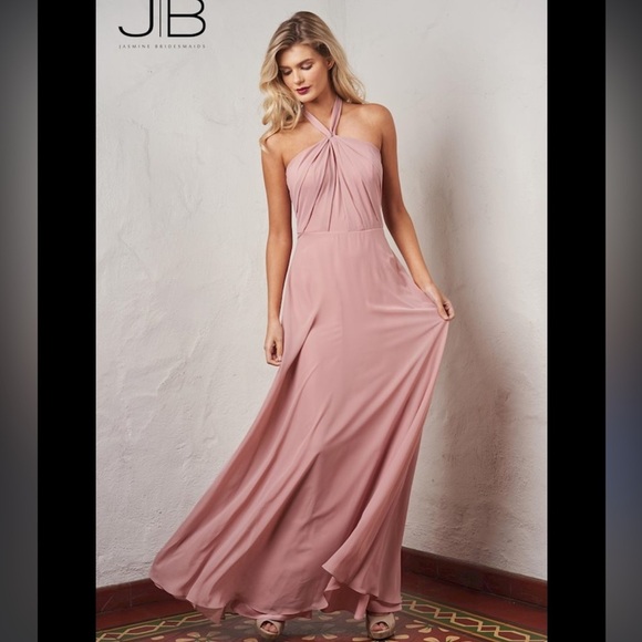 JASMINE BRIDESMAIDS NWT bridesmaid dress backless gardenia pink mauve lace - Picture 1 of 11